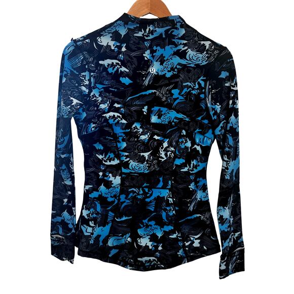 Lululemon Define Jacket Womens Size 8 Black Teal Print Full Zip Athletic - Picture 2 of 13